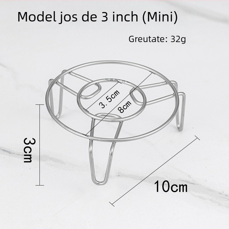 Raft de aburi din titan, întărit, cu separator de apă, pentru uz casnic, cu picioare înalte și joase, suport izolant termic, pentru aburirea peștelui și legumelor, 3 inchi / 4 inchi