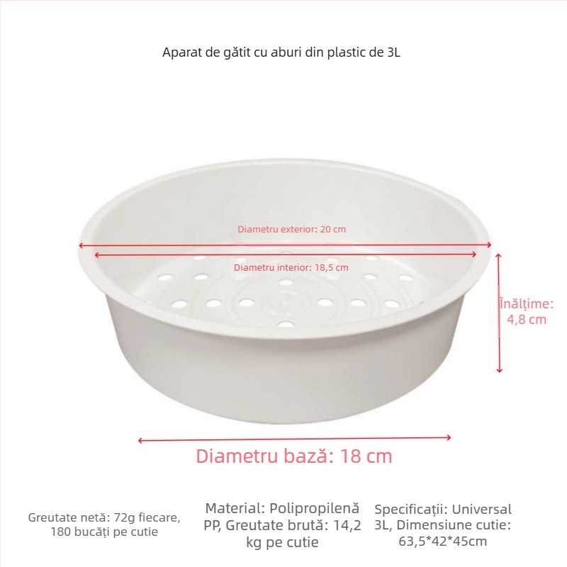 Grilă de abur din plastic pentru rice cooker – suport de abur, coș rotund, accesorii de abur