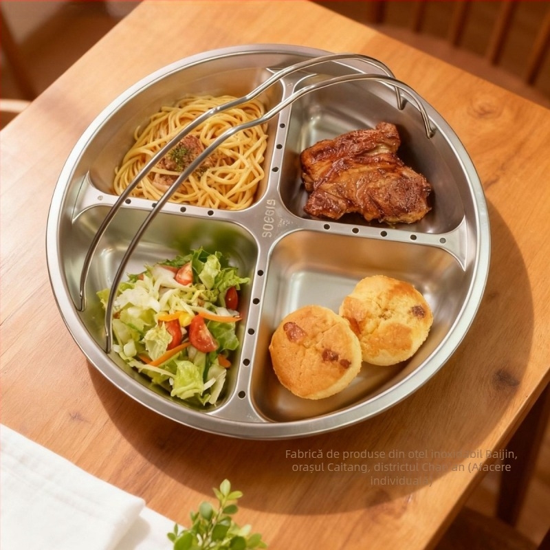 Tavă divizată de aburi din oțel inoxidabil 304 pentru orezător, aburire orez și legume, suport de gătit acasă cu mâner