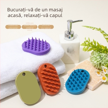 Perie de duș din silicon, pentru uz umed și uscat, perie de masaj pentru șampon, delicată cu pielea, fără dinți ascuțiți