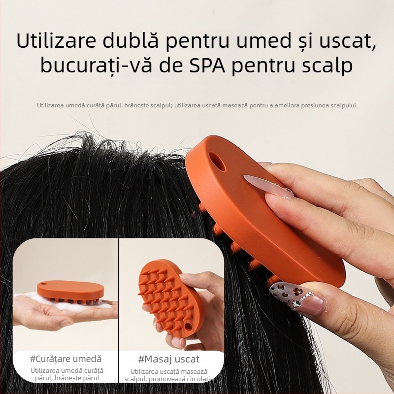 Perie de duș din silicon, pentru uz umed și uscat, perie de masaj pentru șampon, delicată cu pielea, fără dinți ascuțiți