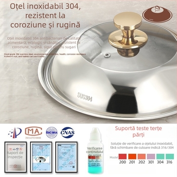 Capac pentru wok din oțel inoxidabil 304 – universal, rotund, din sticlă rezistentă la căldură