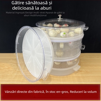 Aburitor din plastic transparent, de înaltă calitate alimentară, capacitate mare, multifuncțional, mâner dublu, pentru chifle și găluște, utilizare comercială