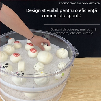 Aburitor din plastic transparent, de înaltă calitate alimentară, capacitate mare, multifuncțional, mâner dublu, pentru chifle și găluște, utilizare comercială