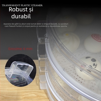 Aburitor din plastic transparent, de înaltă calitate alimentară, capacitate mare, multifuncțional, mâner dublu, pentru chifle și găluște, utilizare comercială