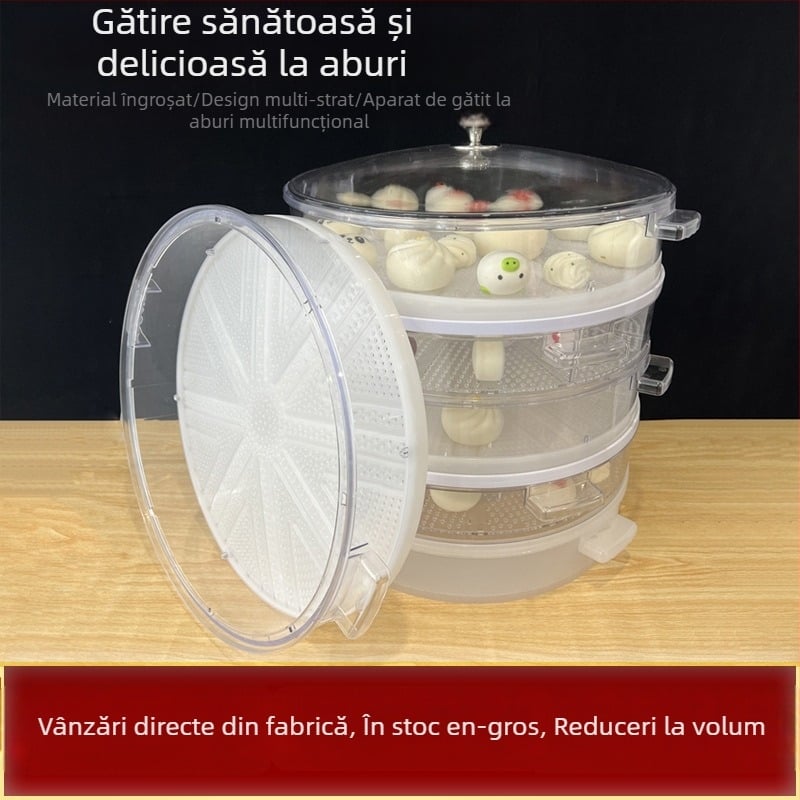 Aburitor din plastic transparent, de înaltă calitate alimentară, capacitate mare, multifuncțional, mâner dublu, pentru chifle și găluște, utilizare comercială