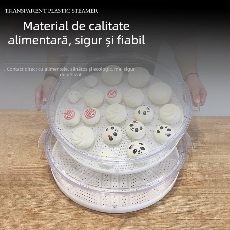 Aburitor din plastic transparent, de înaltă calitate alimentară, capacitate mare, multifuncțional, mâner dublu, pentru chifle și găluște, utilizare comercială