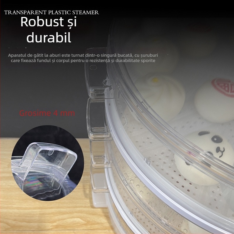 Aburitor din plastic transparent, de înaltă calitate alimentară, capacitate mare, multifuncțional, mâner dublu, pentru chifle și găluște, utilizare comercială