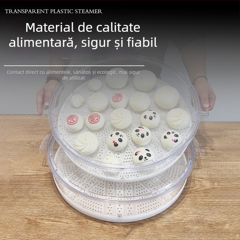 Aburitor din plastic transparent, de înaltă calitate alimentară, capacitate mare, multifuncțional, mâner dublu, pentru chifle și găluște, utilizare comercială