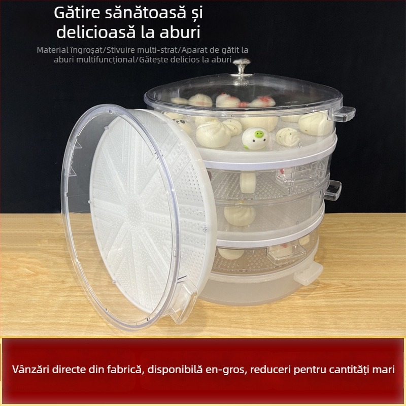Aburitor din plastic transparent, de înaltă calitate alimentară, capacitate mare, multifuncțional, mâner dublu, pentru chifle și găluște, utilizare comercială