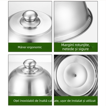 Capac burger din oțel inoxidabil, 6,4 inchi, capac în stil occidental pentru burger și steak Teppanyaki, capac cupă alimentar