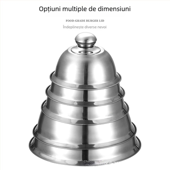Capac burger din oțel inoxidabil, 6,4 inchi, capac în stil occidental pentru burger și steak Teppanyaki, capac cupă alimentar
