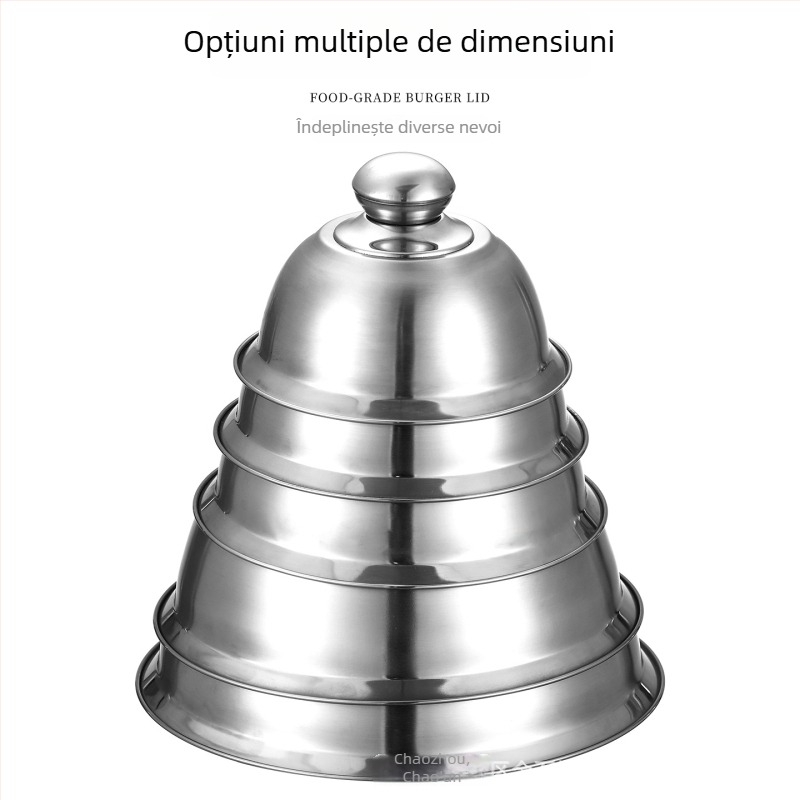 Capac burger din oțel inoxidabil, 6,4 inchi, capac în stil occidental pentru burger și steak Teppanyaki, capac cupă alimentar