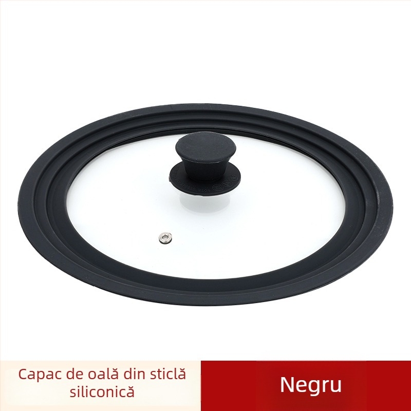 Capac de bucătărie în stil japonez, capac universal din sticlă cu garnitură din silicon, rezistent la temperaturi înalte, potrivit pentru tigăi, wok și aburitoare