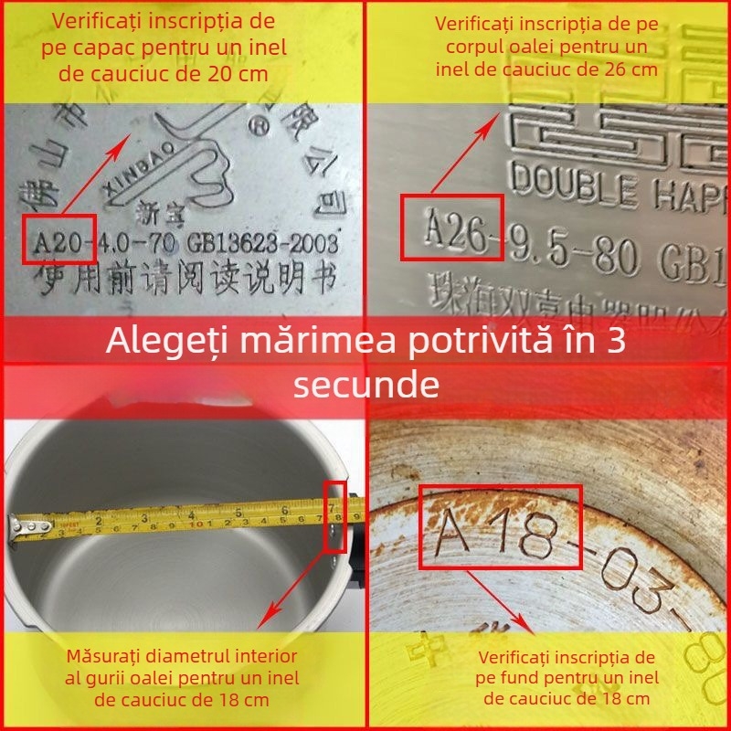 Inel de etanșare pentru oală sub presiune Red Double Happiness, model clasic