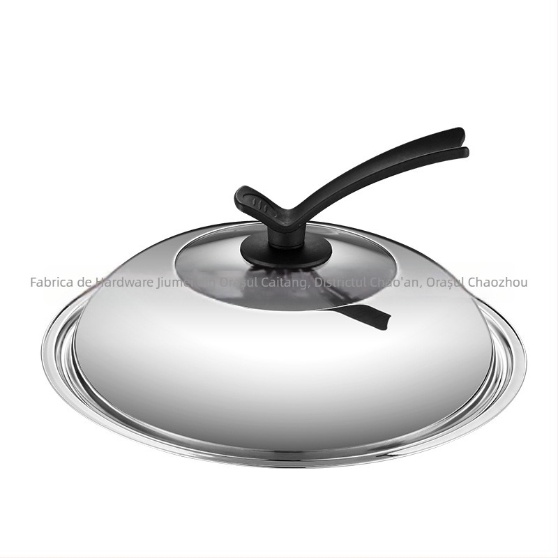 Capac din oțel inoxidabil cu geam transparent, fără magnetism, pentru diametre de 30–40 cm