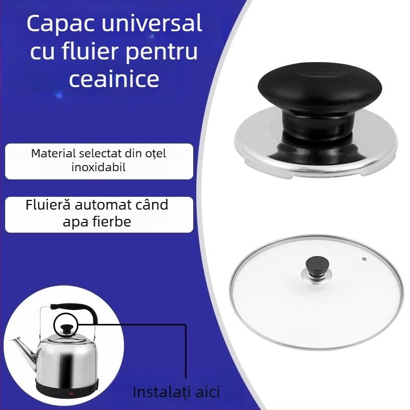 Capac fierbător electric cu fluier și mărgea sonoră, mâner