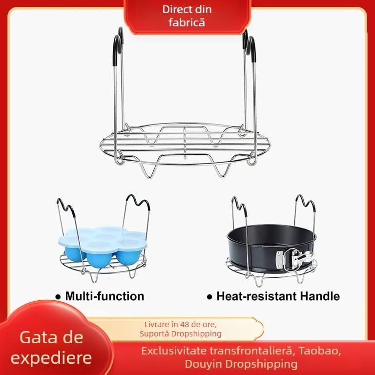 Cutie din oțel inoxidabil pentru hrana de completare, mâner din silicon, coș de aburi în formă de fluture, compatibil cu oalele sub presiune și tigăi din fontă