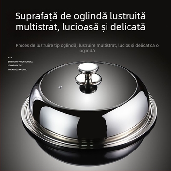 Capac înalt din oțel inoxidabil cu sticlă transparentă pentru wok, gătit cu aburi și oală de fontă – capac universal