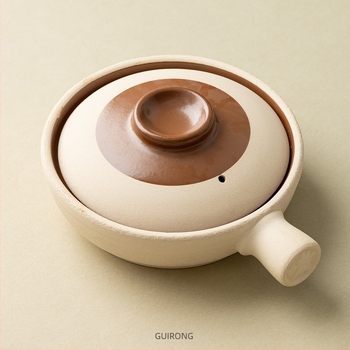 Gui Rong Oală din lut cu mâner unic pentru orez, stil Cantonez, tradițională, rezistentă la temperaturi înalte, nu se fisurează la încălzire, compatibilă cu plita ceramică electrică