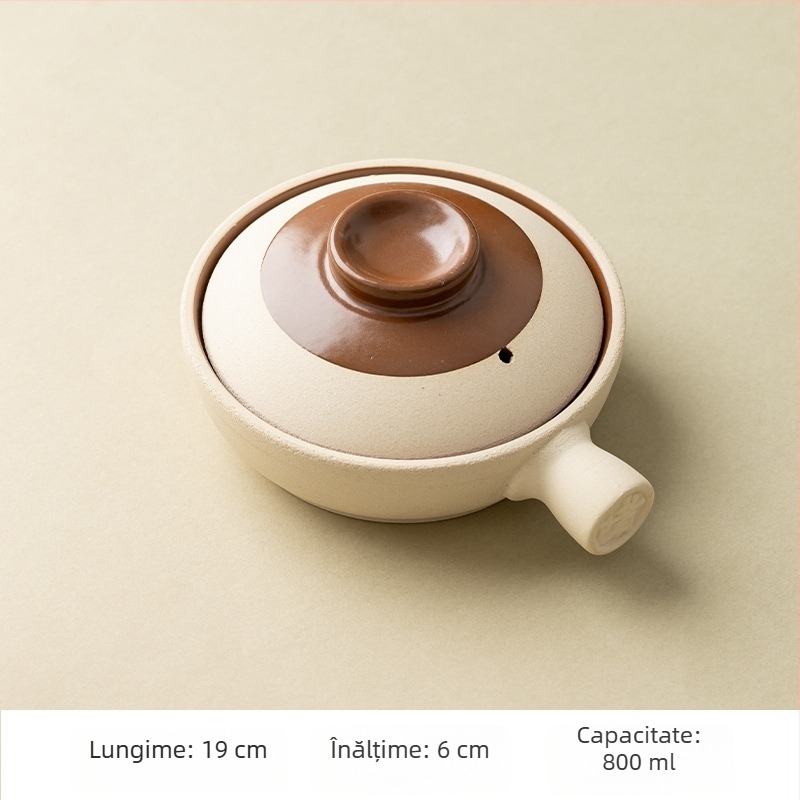 Gui Rong Oală din lut cu mâner unic pentru orez, stil Cantonez, tradițională, rezistentă la temperaturi înalte, nu se fisurează la încălzire, compatibilă cu plita ceramică electrică