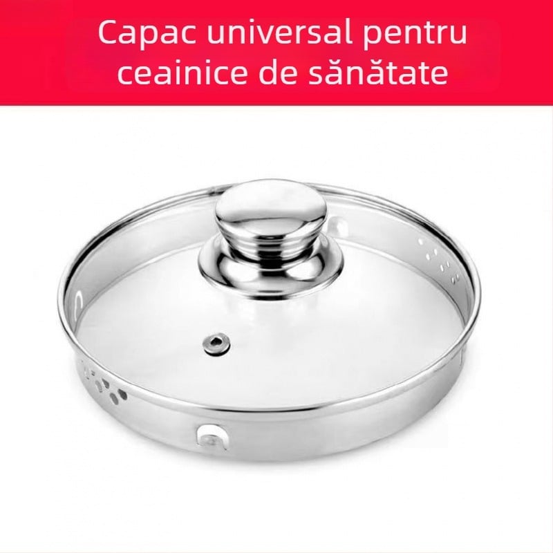 Capac de ceainic pentru sănătate, din sticlă temperată, cu filtru, capac de menținere a temperaturii, capac universal pentru ceainic