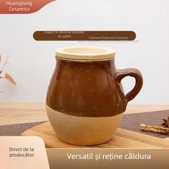 Oală de lut în stil vechi pentru ceai, ceai cu lapte și supă