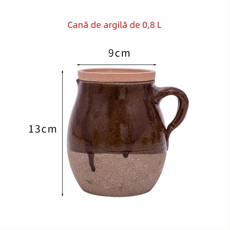 Oală de lut în stil vechi pentru ceai, ceai cu lapte și supă