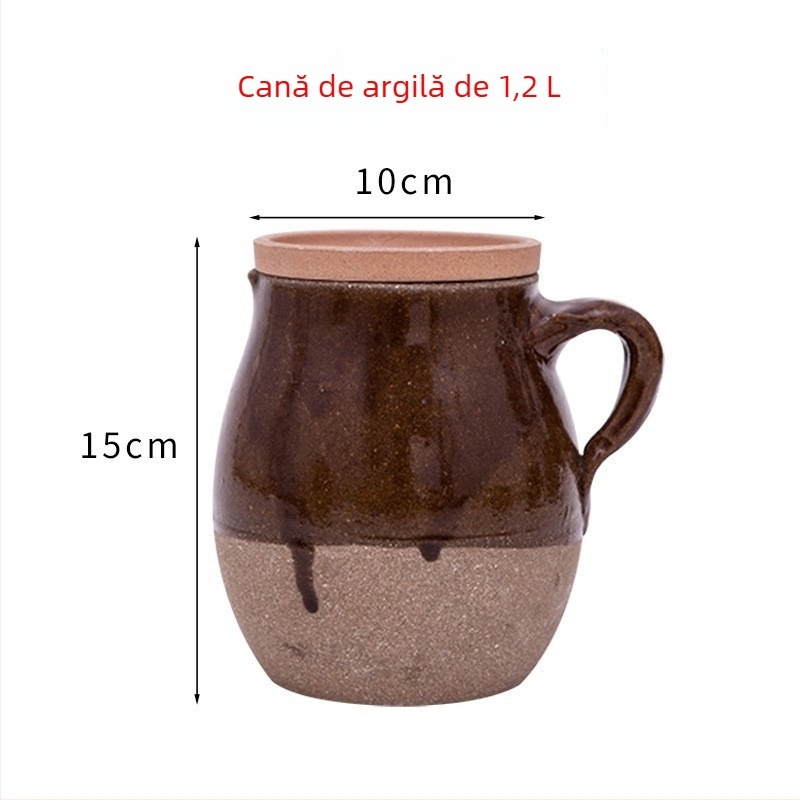 Oală de lut în stil vechi pentru ceai, ceai cu lapte și supă