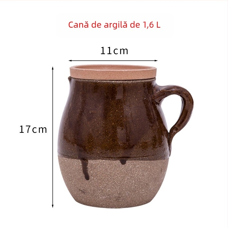 Oală de lut în stil vechi pentru ceai, ceai cu lapte și supă