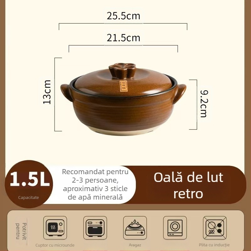 Oală de lut în stil japonez pentru uz casnic, potrivită pentru aragaz pe gaz, rezistentă la temperaturi înalte, pentru supă și orez gătit în oală de lut, potrivită pentru gătit uscat fără fisuri