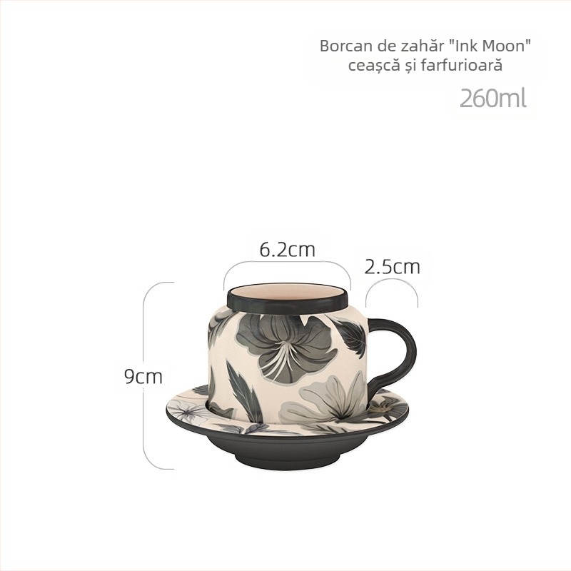 Chaobai Ink Moon set de cafea vintage cu ceașcă și farfurioară dantelate, pentru ceai de după-amiază acasă