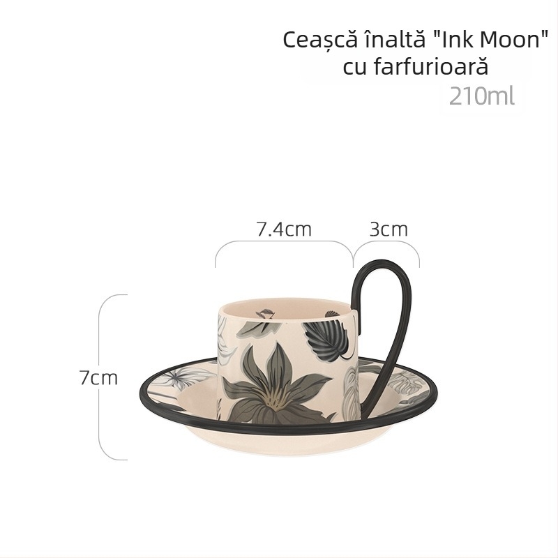 Chaobai Ink Moon set de cafea vintage cu ceașcă și farfurioară dantelate, pentru ceai de după-amiază acasă