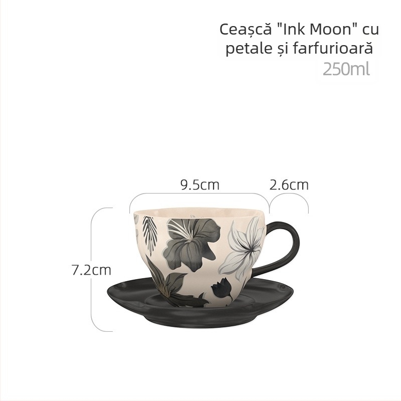 Chaobai Ink Moon set de cafea vintage cu ceașcă și farfurioară dantelate, pentru ceai de după-amiază acasă