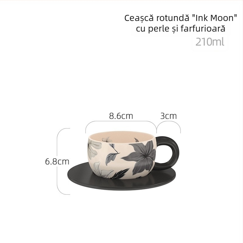 Chaobai Ink Moon set de cafea vintage cu ceașcă și farfurioară dantelate, pentru ceai de după-amiază acasă