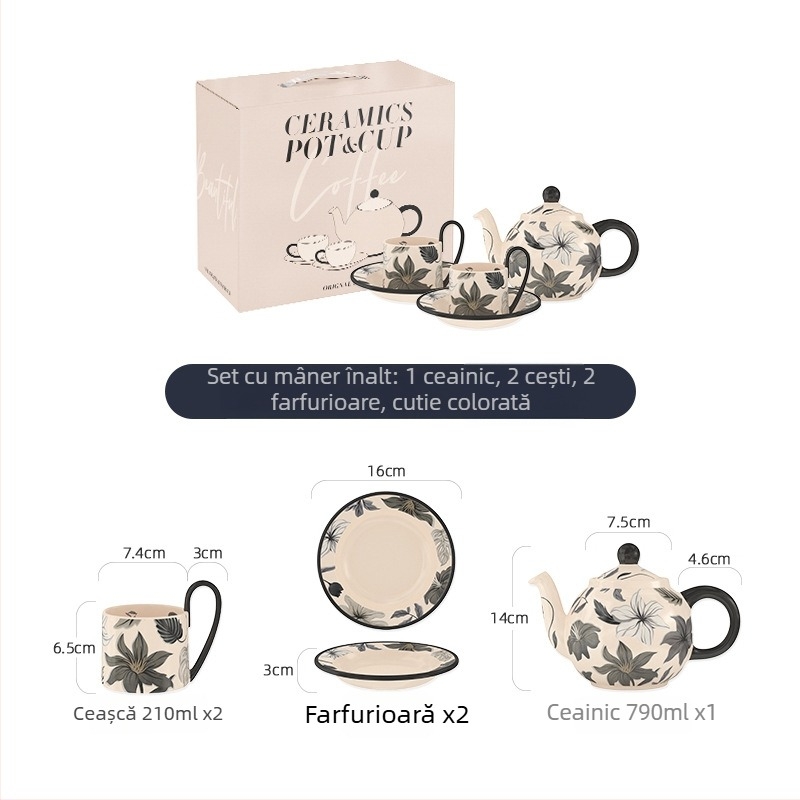 Chaobai Ink Moon set de cafea vintage cu ceașcă și farfurioară dantelate, pentru ceai de după-amiază acasă