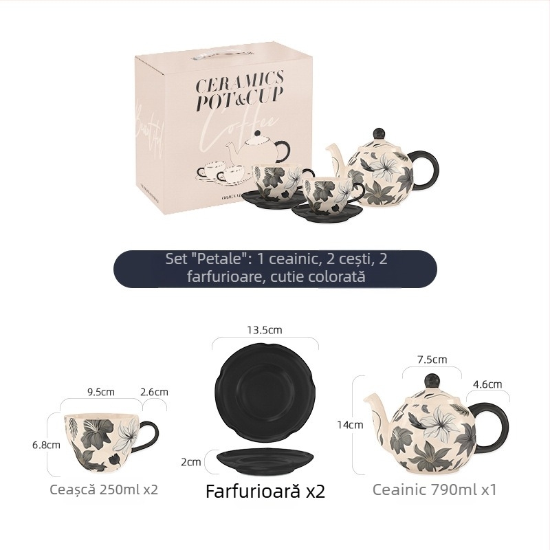 Chaobai Ink Moon set de cafea vintage cu ceașcă și farfurioară dantelate, pentru ceai de după-amiază acasă