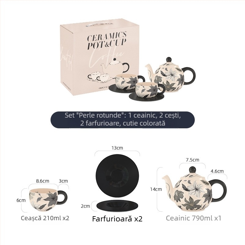 Chaobai Ink Moon set de cafea vintage cu ceașcă și farfurioară dantelate, pentru ceai de după-amiază acasă