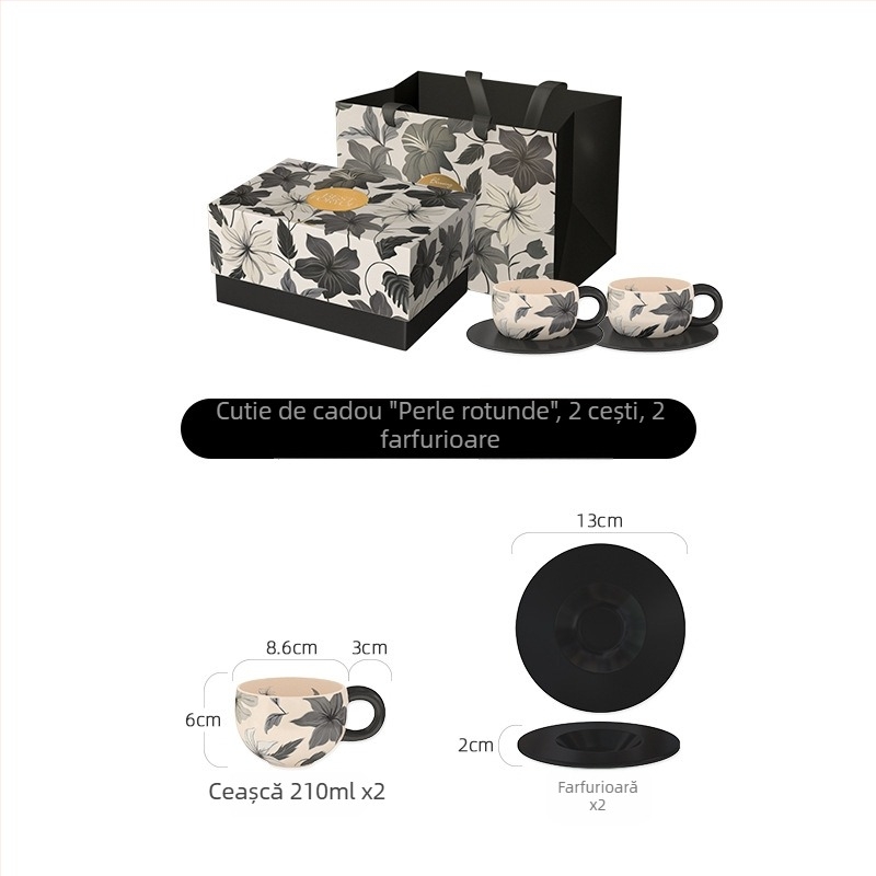 Chaobai Ink Moon set de cafea vintage cu ceașcă și farfurioară dantelate, pentru ceai de după-amiază acasă
