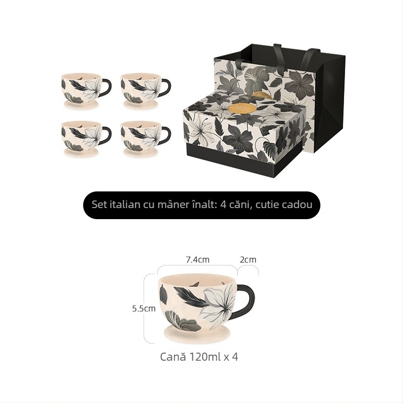 Chaobai Ink Moon set de cafea vintage cu ceașcă și farfurioară dantelate, pentru ceai de după-amiază acasă
