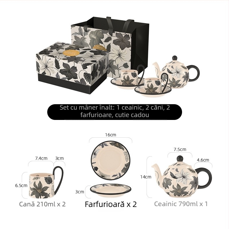Chaobai Ink Moon set de cafea vintage cu ceașcă și farfurioară dantelate, pentru ceai de după-amiază acasă