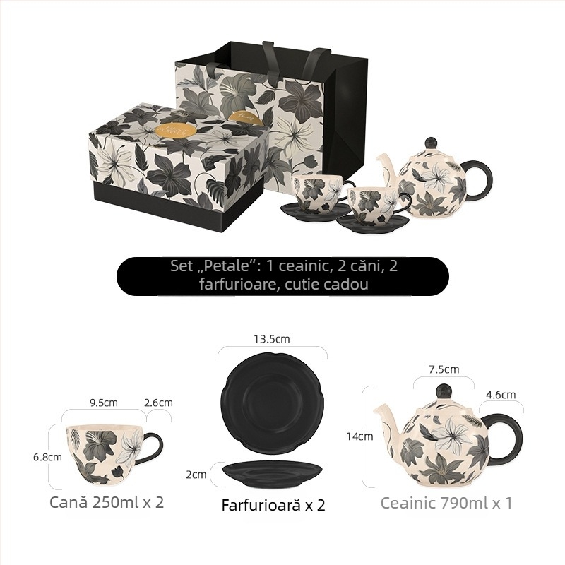 Chaobai Ink Moon set de cafea vintage cu ceașcă și farfurioară dantelate, pentru ceai de după-amiază acasă
