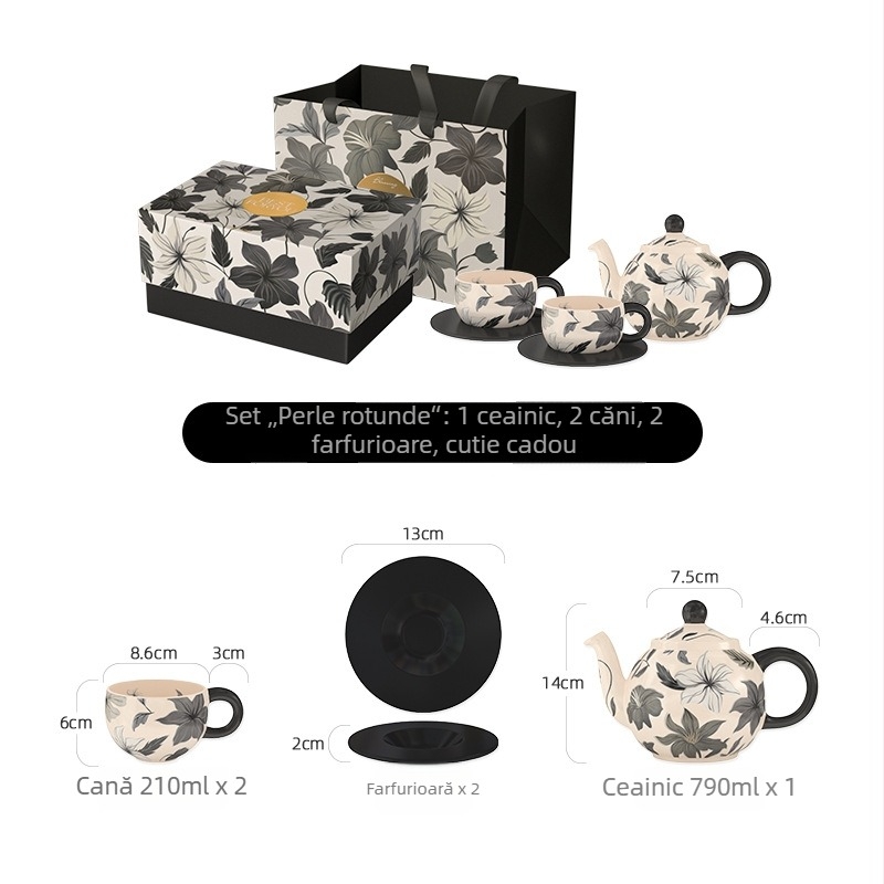 Chaobai Ink Moon set de cafea vintage cu ceașcă și farfurioară dantelate, pentru ceai de după-amiază acasă