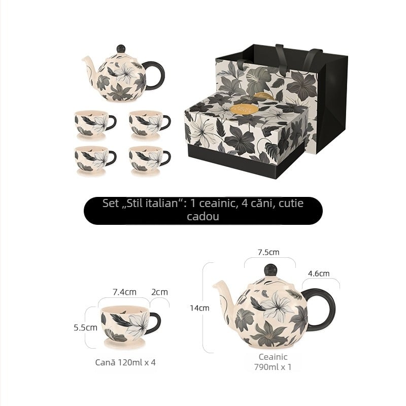 Chaobai Ink Moon set de cafea vintage cu ceașcă și farfurioară dantelate, pentru ceai de după-amiază acasă
