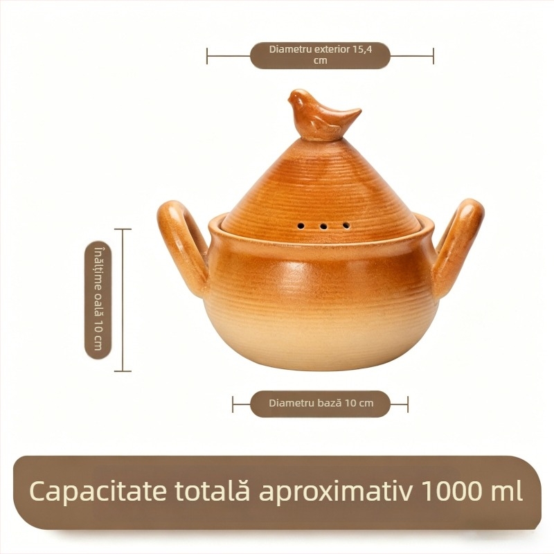 Oală ceramică pentru ghiveci, model nou, rezistentă la temperaturi ridicate, potrivită pentru flacără deschisă, capacitate mare, utilizare casnică, pentru gătit carne și supă, nu se crapă la încălzire