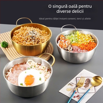 Oală pentru ramen din oțel inoxidabil, în stil coreean, cu mâner, model nou îngroșat, compatibilă cu inducția