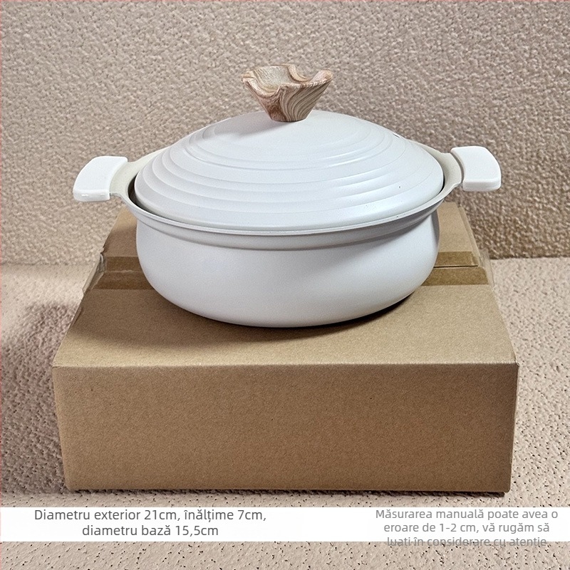 Oală de supă roz cu două mâneri, pentru masă, compatibilă cu plita pe gaz și inducție, ideală pentru supe, hot pot și tocănițe