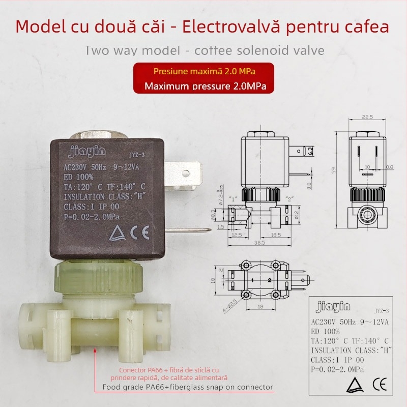 Accesoriu pentru mașina de espresso: valvă electromagnetică de control 230V pentru abur la temperatură înaltă