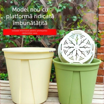 Ghiveci din plastic alb pentru uz casnic – aerisire, control al rădăcinilor și protecție împotriva putrezirii; potrivit pentru trandafiri și hortensii; dimensiune de galon.