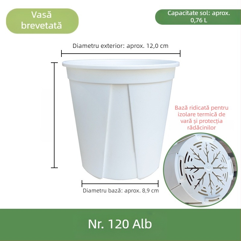 Ghiveci din plastic alb pentru uz casnic – aerisire, control al rădăcinilor și protecție împotriva putrezirii; potrivit pentru trandafiri și hortensii; dimensiune de galon.
